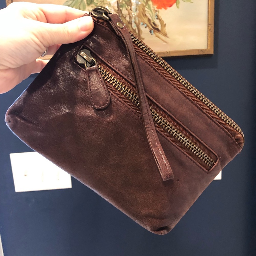 Brown Leather Wristlet